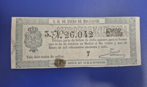 Loteria nacional sorteo 21 de enero de 1858