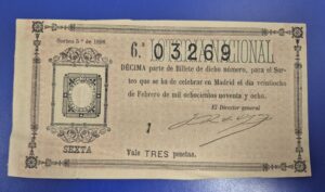 Loteria nacional sorteo 5 de 1898