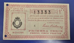 Loteria nacional sorteo 09 de 1933